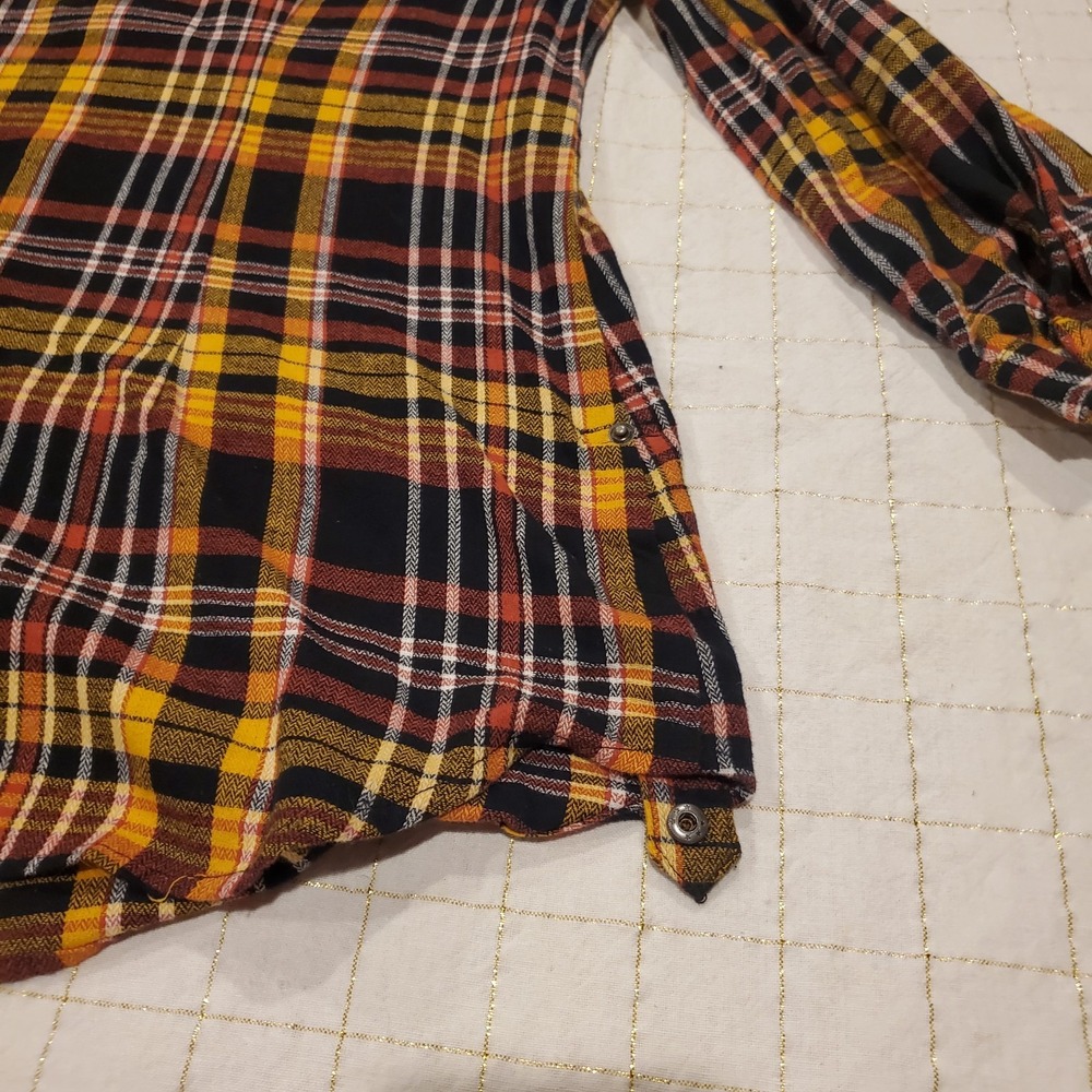 Flannel Longsleeve Check Shirt For Women Button Down Yellow Black Sz 2XL - Picture 8 of 8